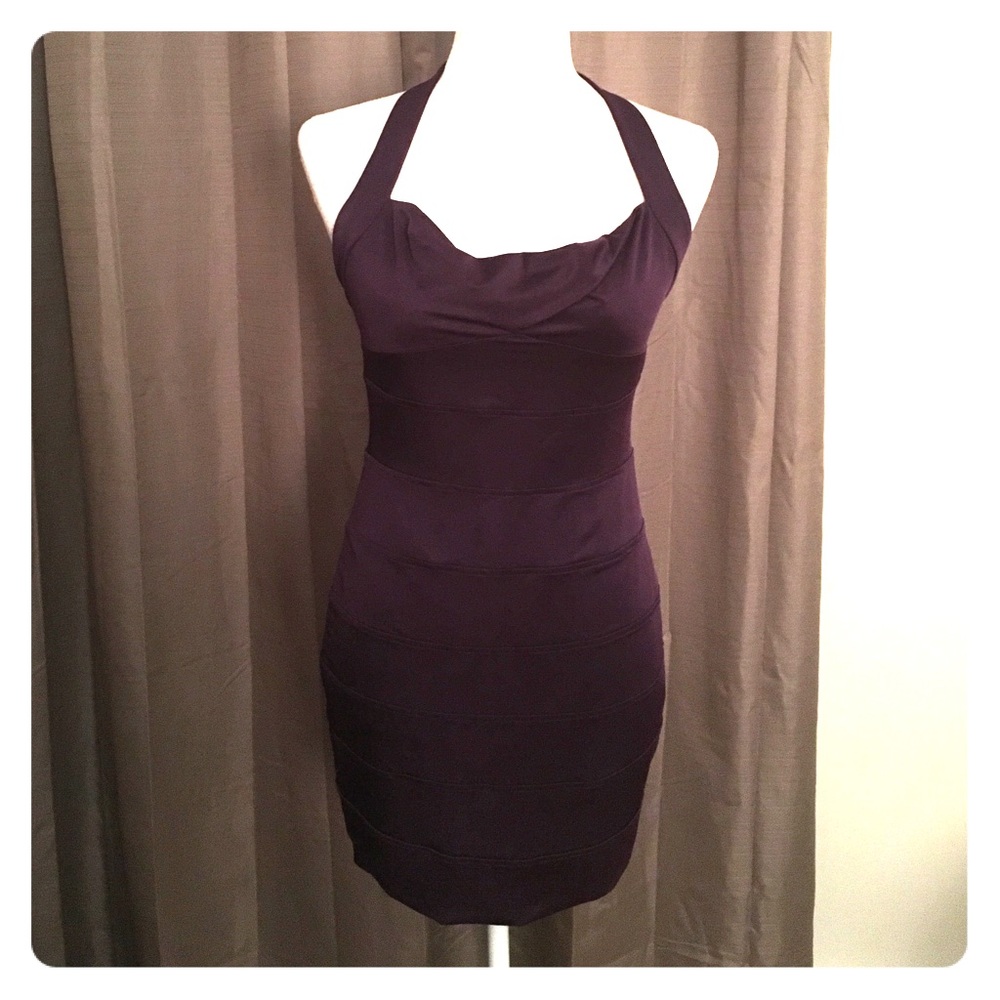 BEBE halter mini dress