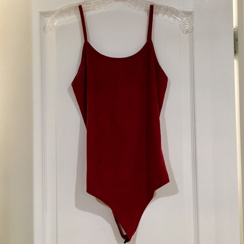 Red Faux Suede Bodysuit - Never Worn