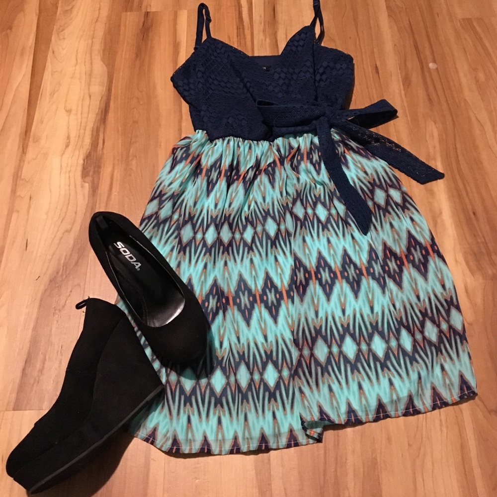 Teal and Dark Blue Dress