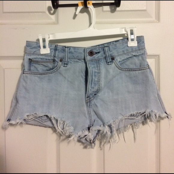 Free People Pants - Free people denim cut off denim high waist shorts