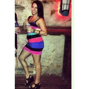 Derek Heart Striped Bodycon Tank Dress