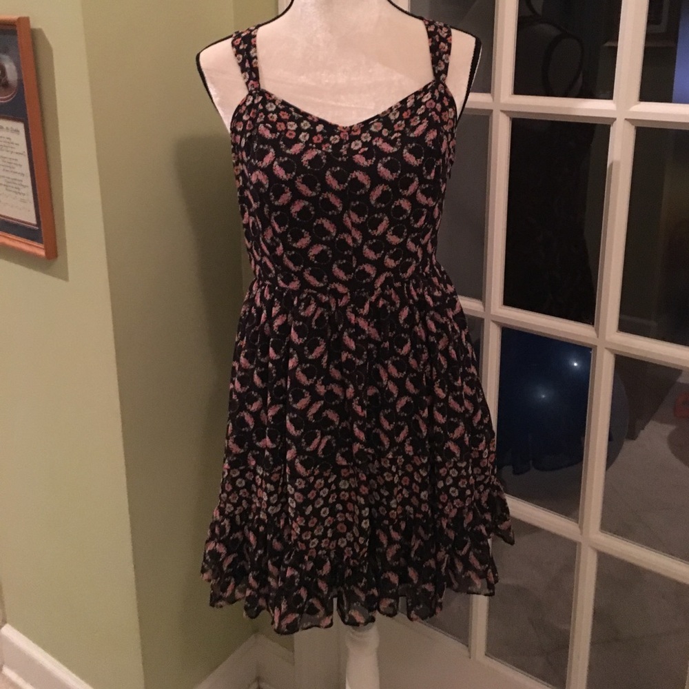 Dress - black with delicate floral pattern