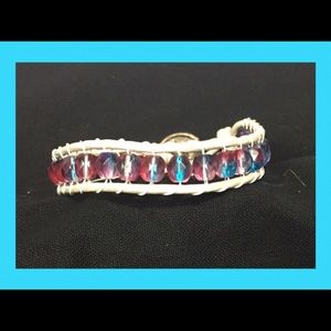 Cute handmade red, white, and blue bracelet.
