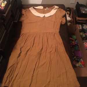 Mustard yellow Peter Pan collared dress