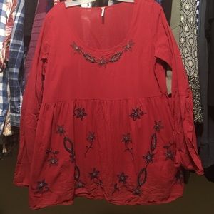 Free People Beaded peasant shirt