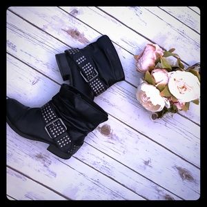 Black studded booties