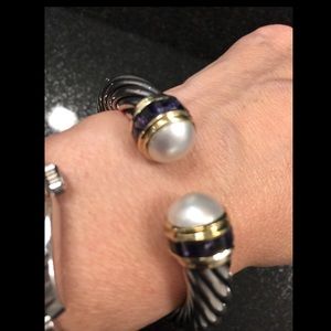 Auth David Yurman Large Cable Bracelet Pearl