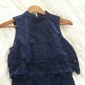 Topshop navy lace dress