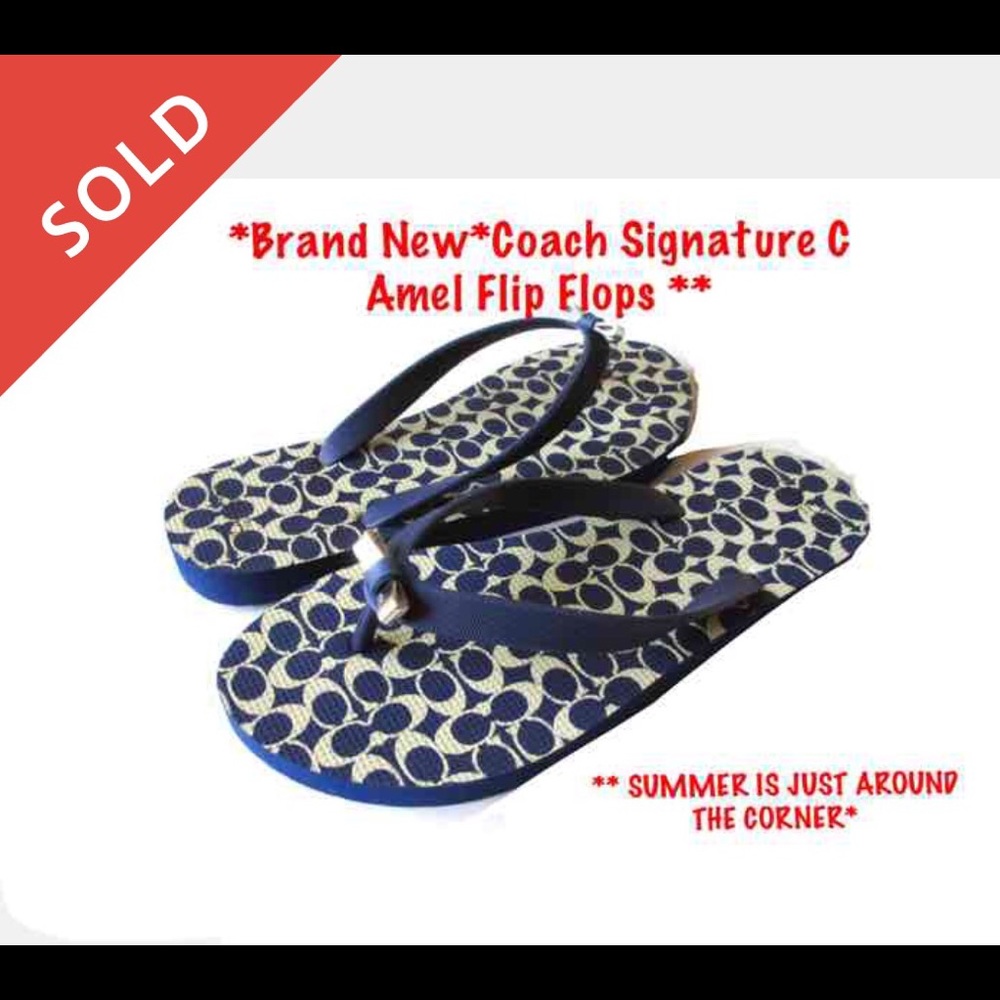 NEW*Coach AMEL Signature Logo Engraved Bow Sandals