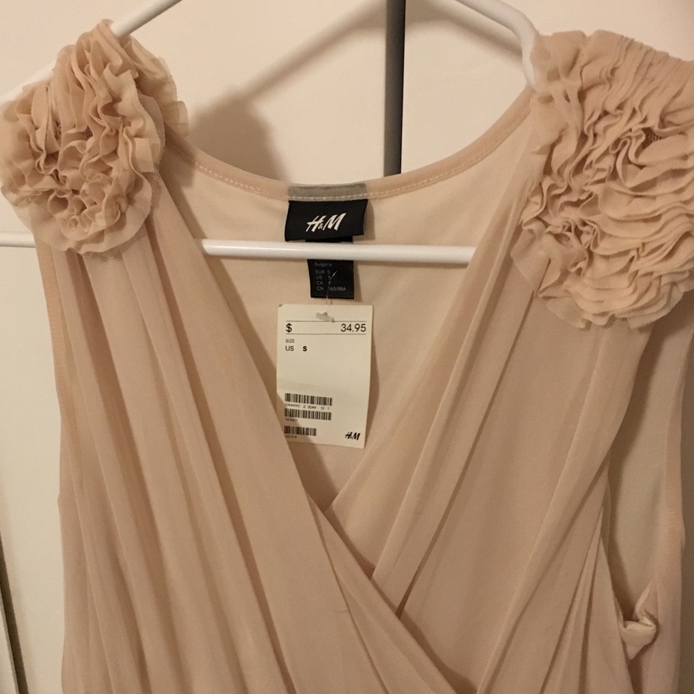 H&M Cream Dress w/ Shoulder Embellishments