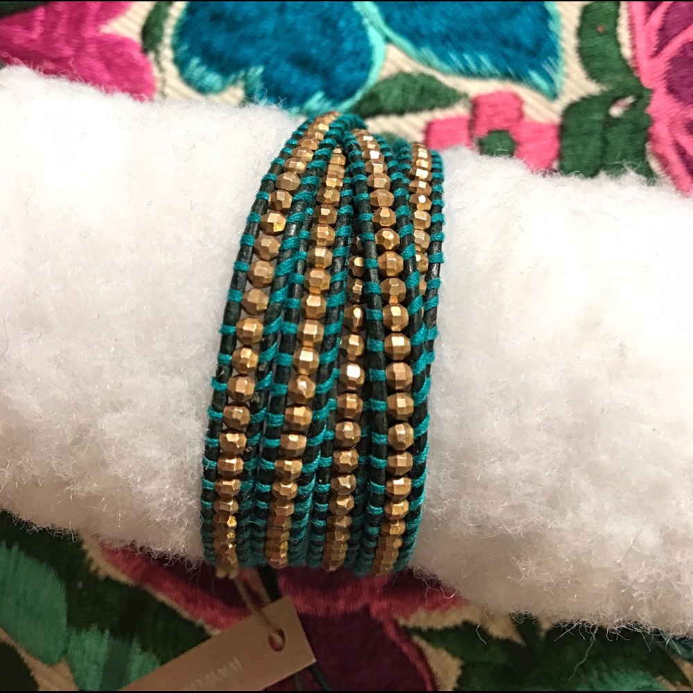 Turquoise leather Chan Luu wrap bracelet