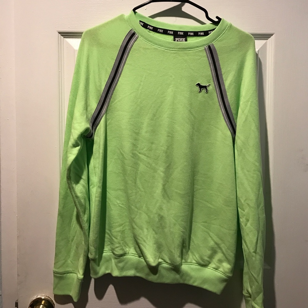 PINK Neon green crewneck sweater