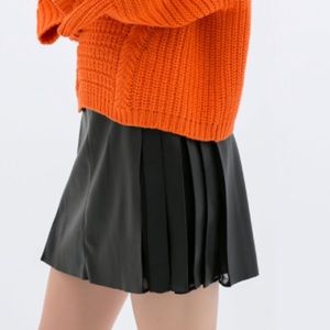 Faux Leather Skirt with Pleats