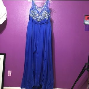 royal blue, floor length gown