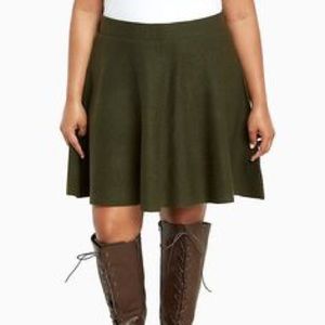 Olive Green Skater Skirt