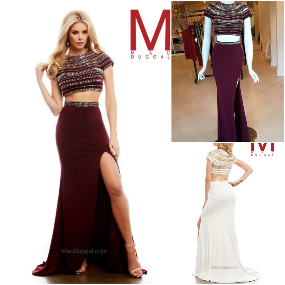 Mac Duggal size 8 NEW 2pc Burgundy Prom Dress