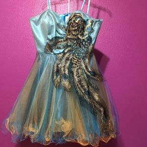 peacock design party dress