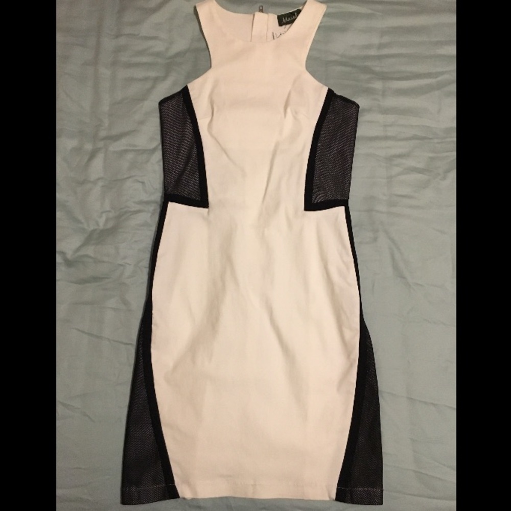 Maude Geometric Black and White Dress