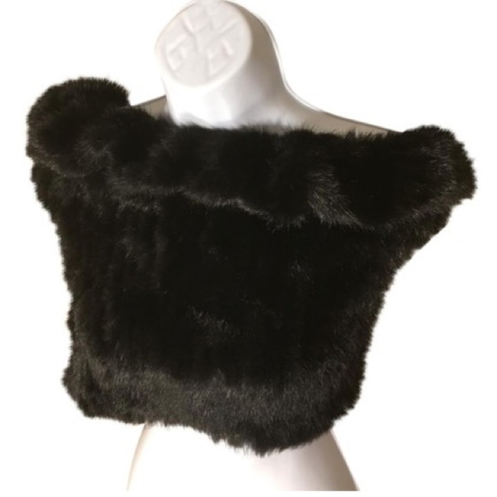 New Genuine Knitted Mink Ruffled Edge Shrug