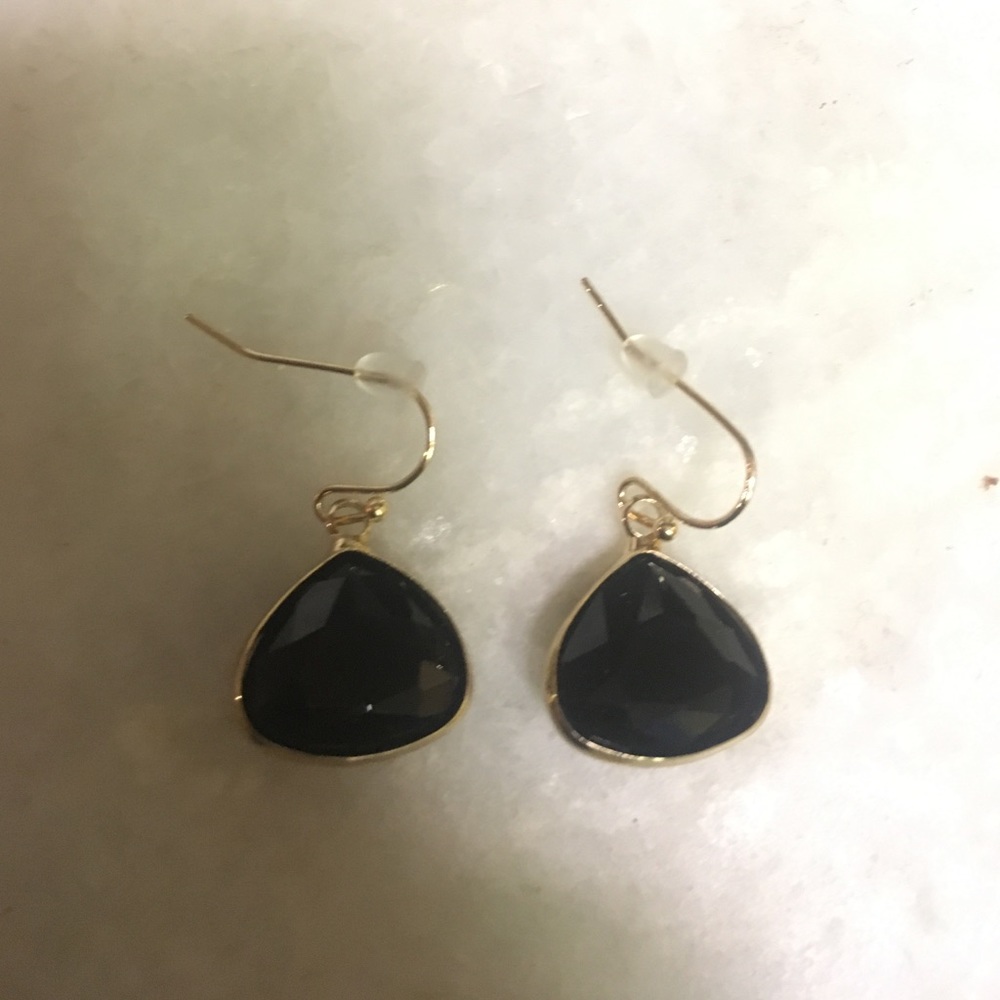 Black glass drop earrings