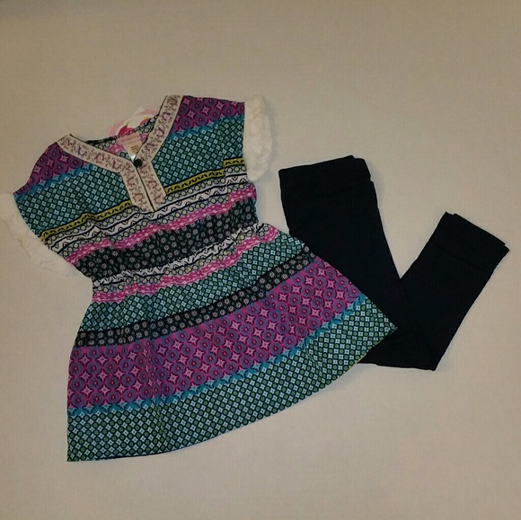 Girl's 2-pc Aztec Print Top & Pants Set - Picture 1 of 3