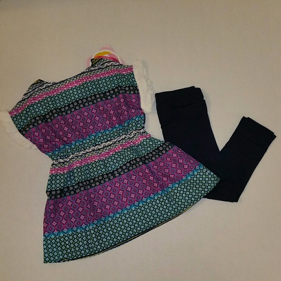 Girl's 2-pc Aztec Print Top & Pants Set - Picture 2 of 3