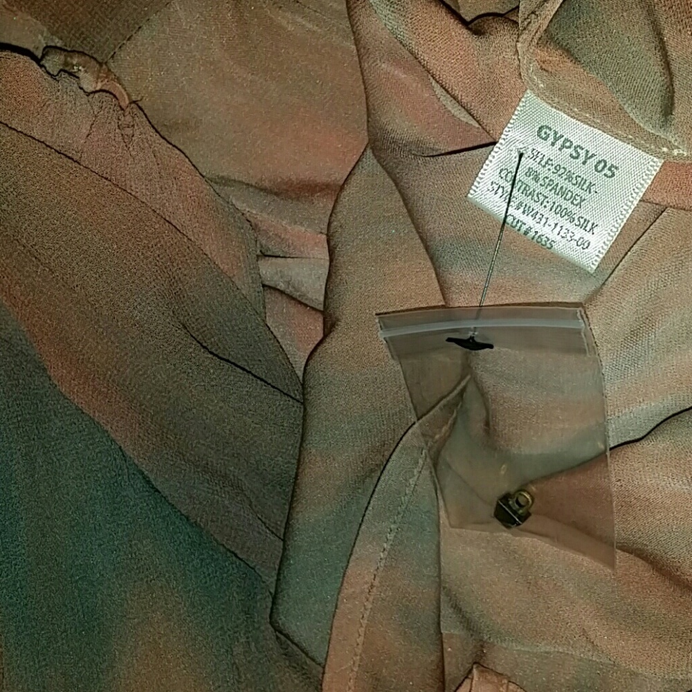 New gypsy 05 Silk peasant blouse fog pique assiette top tie dye buttondown - Picture 5 of 8