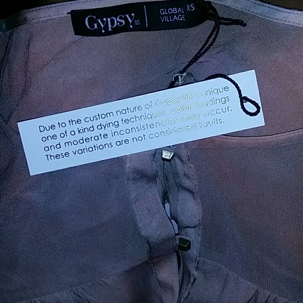 New gypsy 05 Silk peasant blouse fog pique assiette top tie dye buttondown - Picture 8 of 8