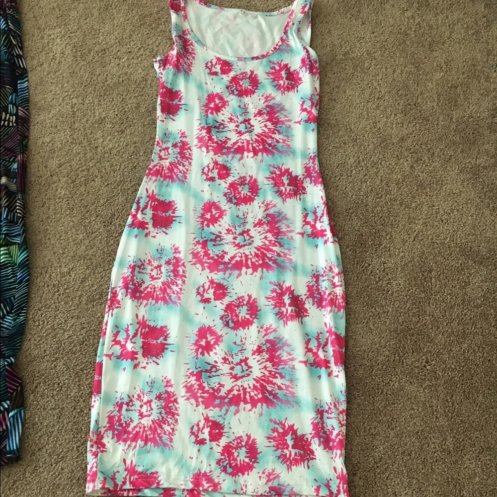 White and pink dress.
