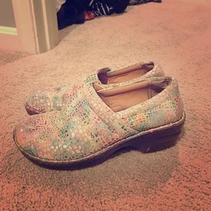 B.O.C. Multi-color Clogs.