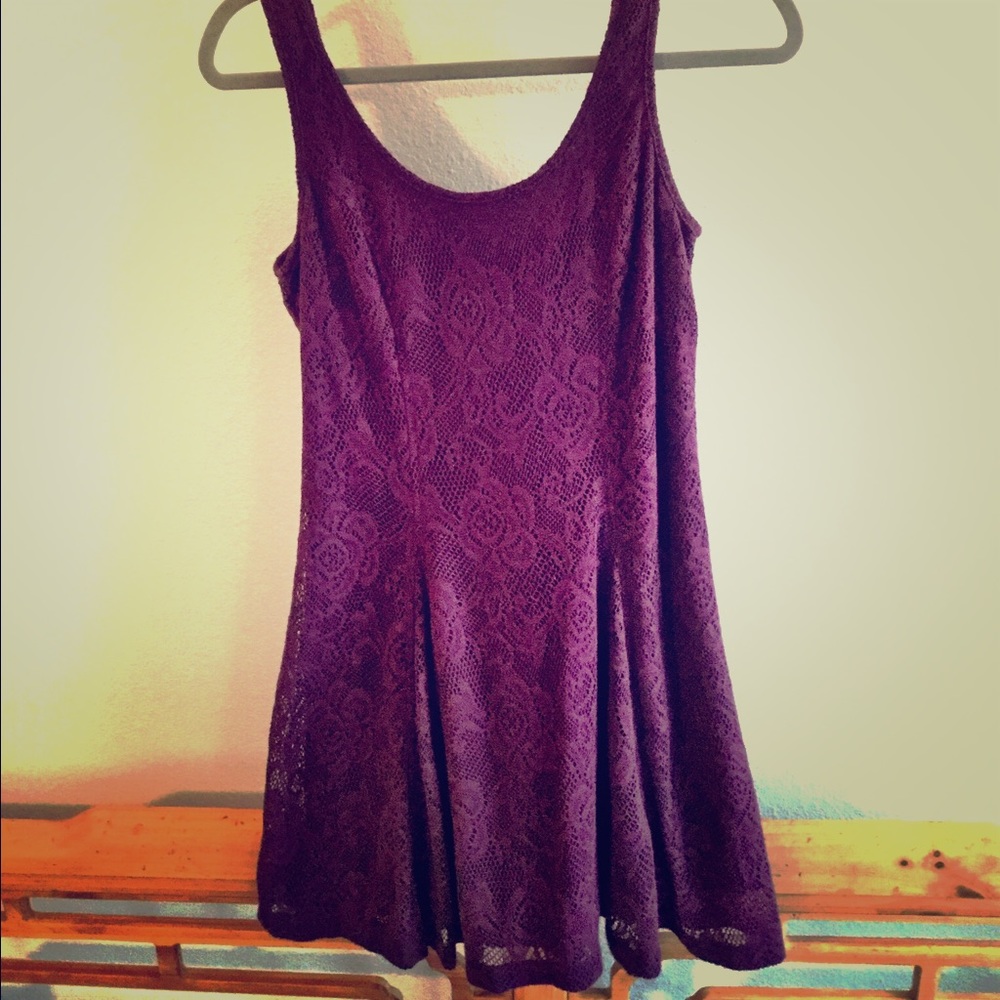 Medium purple lace dress.