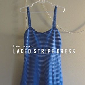 Free People Blue Lace striped dress