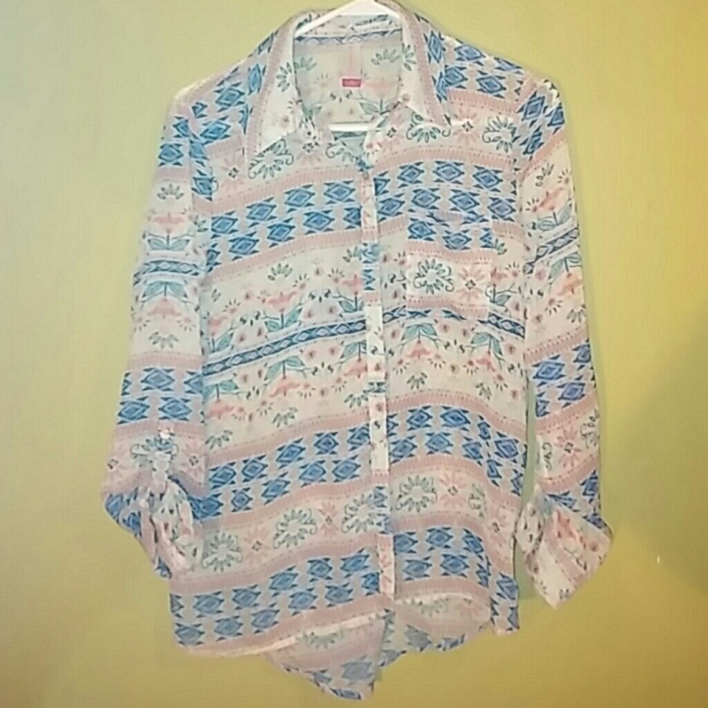 $Traded$ Splitback dress shirta aztec