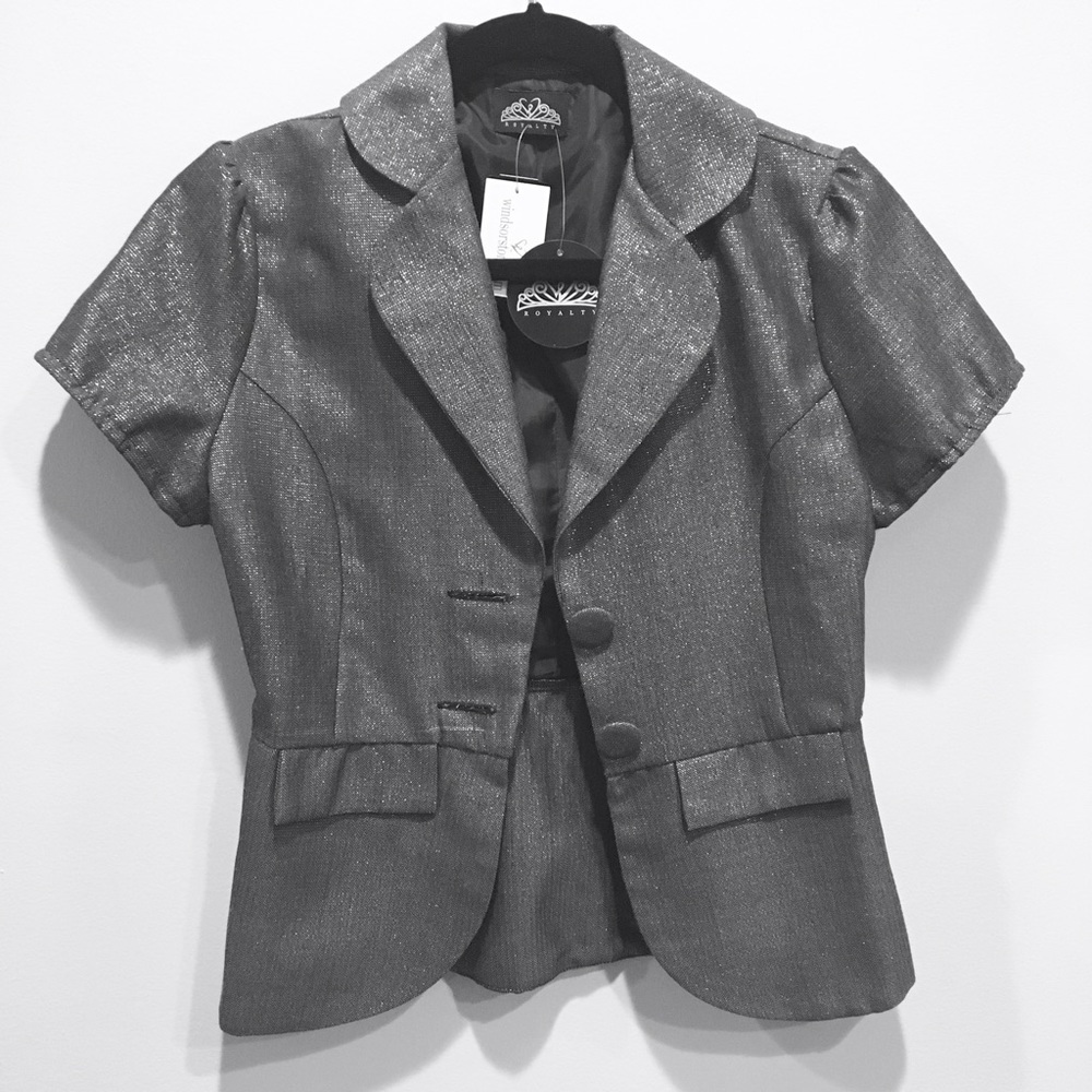 Windsor silver/gray glitter short sleeve blazer