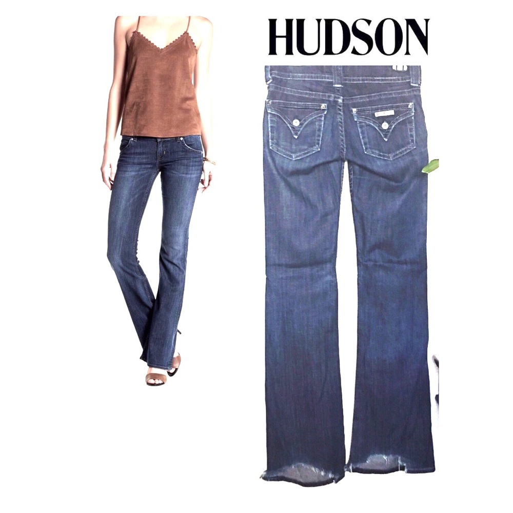 💥Hudson dark blue distressed back hem jeans💥