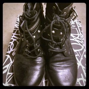 Target combat black boots with silver studs size 6