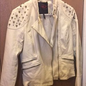White studded pleather jacket