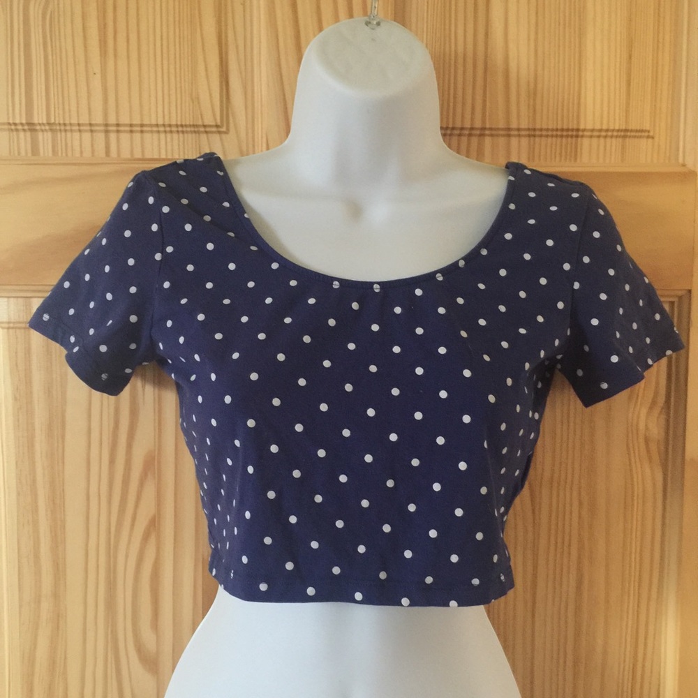 Navy Blue and white polka dots