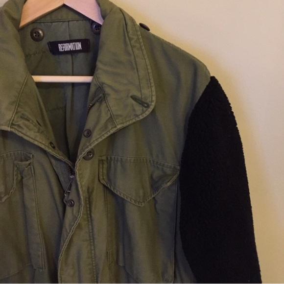 The Reformation faux fur shearling army anorak - Picture 2 of 3