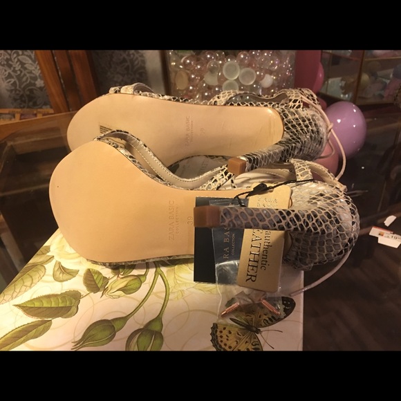 Zara Strappy Heels SZ 8. Genuine Leather. NEW - Picture 5 of 6