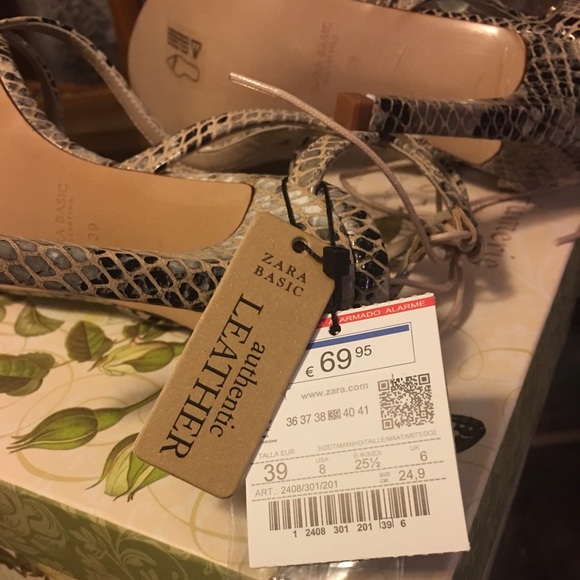 Zara Strappy Heels SZ 8. Genuine Leather. NEW - Picture 6 of 6