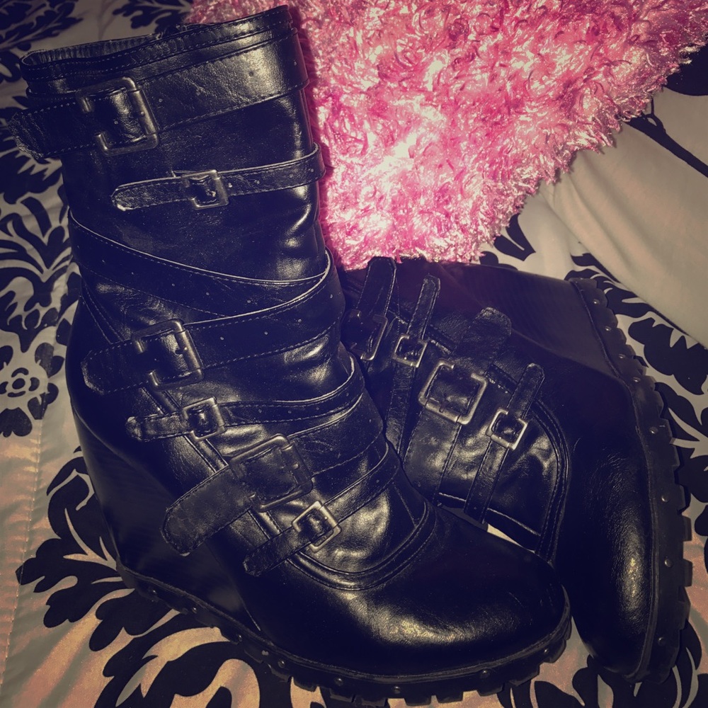 Black combat boots