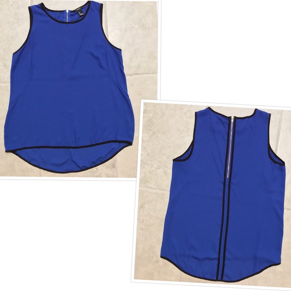 Forever 21 Tops - Forever 21 Blue & Black Sheer Sleeveless Tank Top