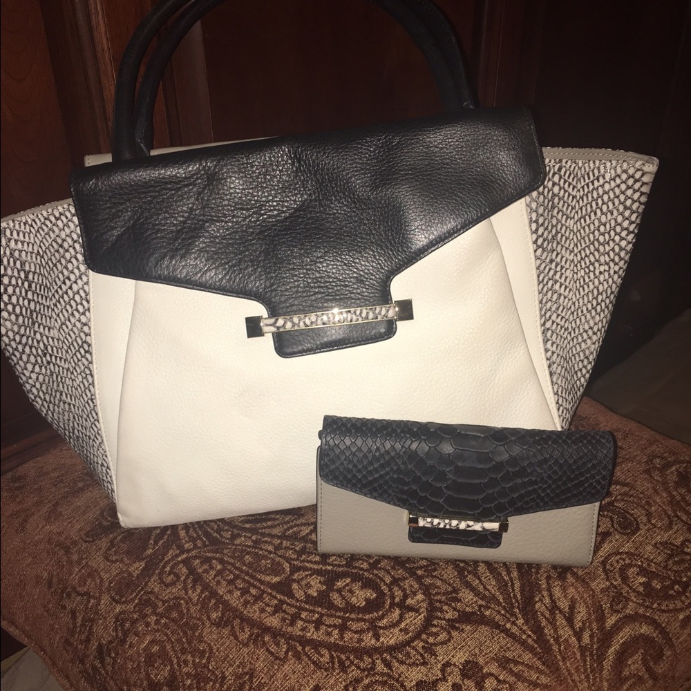 Vince Camuto Julia Leather Satchel + Wallet Set