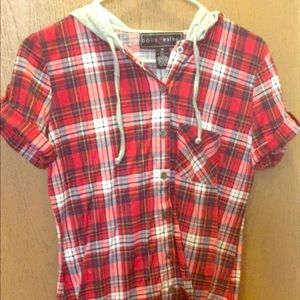 Hooded button up tee