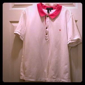 White, pink collar and signature Lauren shirt