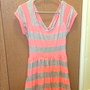 Peach and gray stripped dress