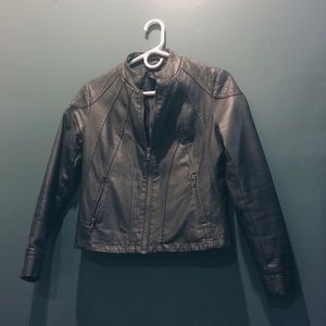 Fitted Charcoal Leather Jacket