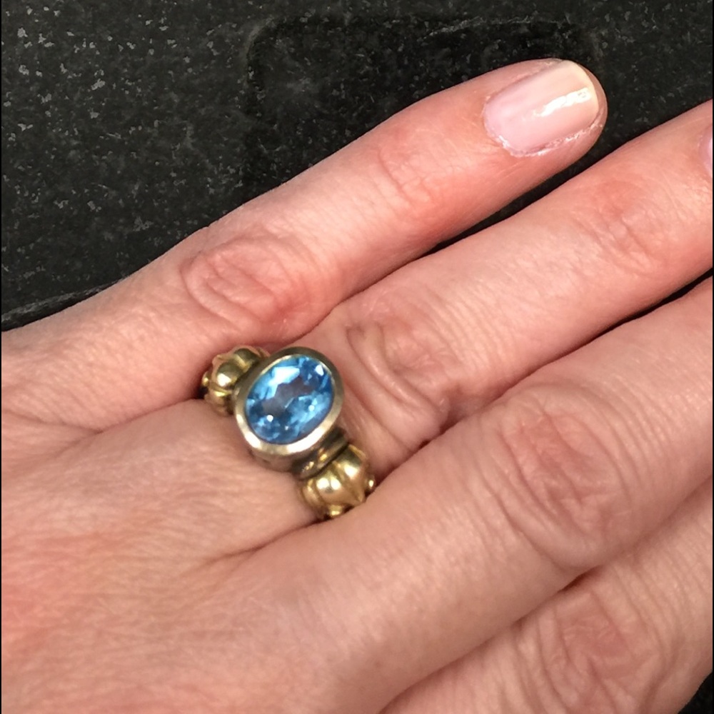 Steven Lagos Silver and Gold Blue Topaz Ring