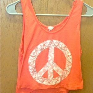 Peach peace cropped tank top